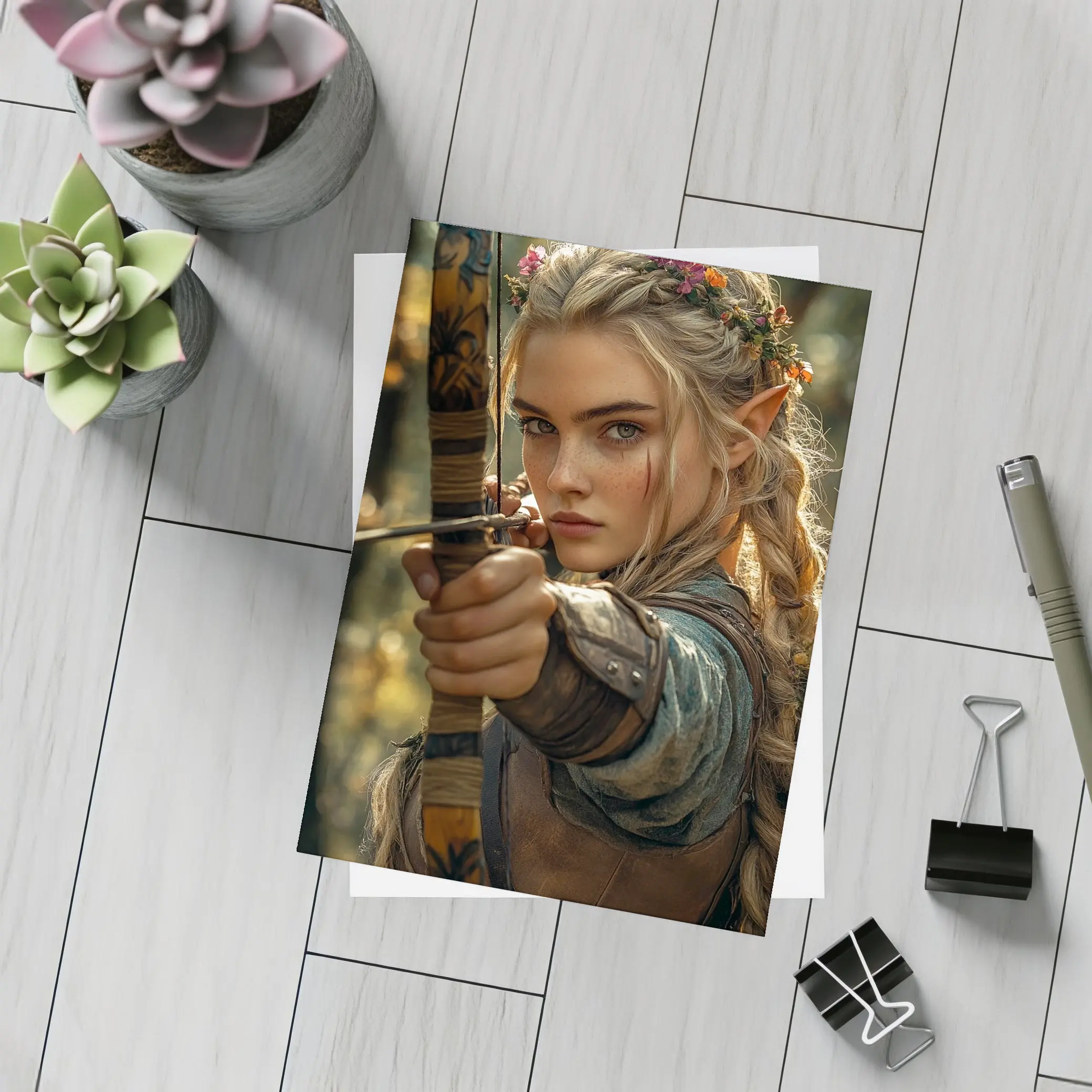Elf Archer Woman In Fantasy Forest – Postcards