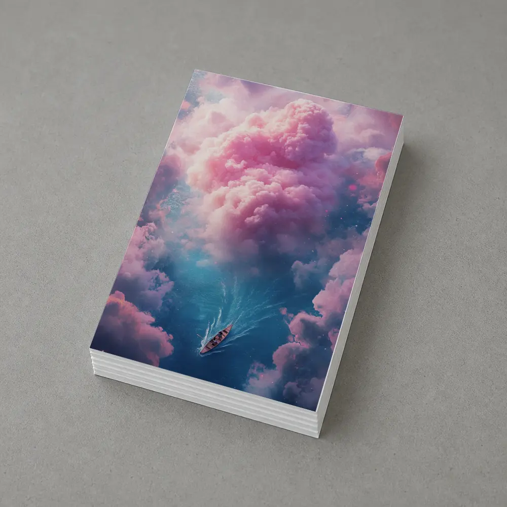 Boat Sailing Through Pink Dream Clouds – Postcards
