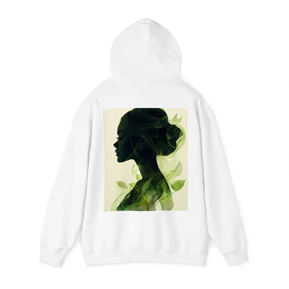 Woman Silhouette Double Exposure Green Leaves – Hoodies