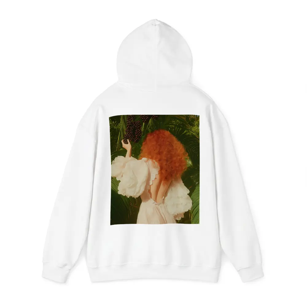 Red Hair Woman Garden Tropical Green Background – Hoodies
