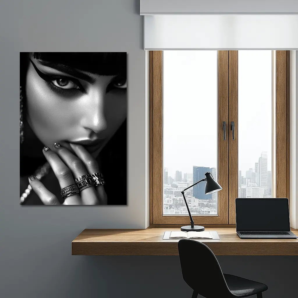 Egyptian Queen Black White Portrait Close Up – Wall Art