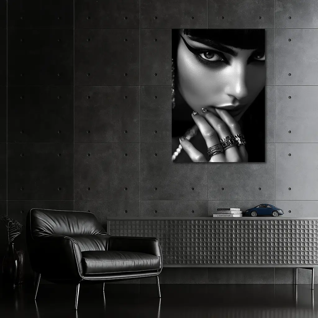 Egyptian Queen Black White Portrait Close Up – Wall Art
