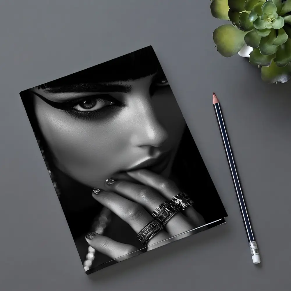 Egyptian Queen Black White Portrait Close Up – Notebooks