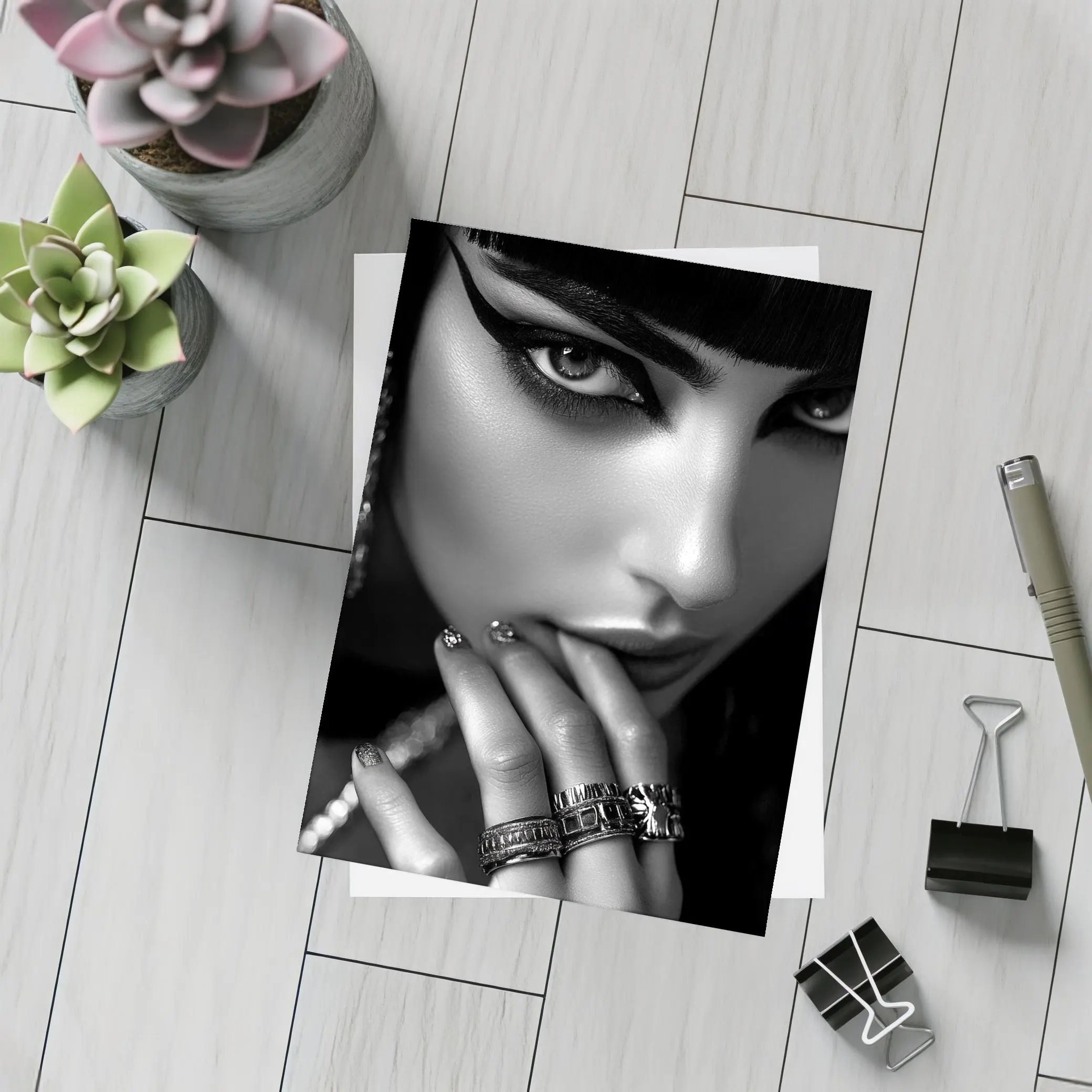 Egyptian Queen Black White Portrait Close Up – Postcards