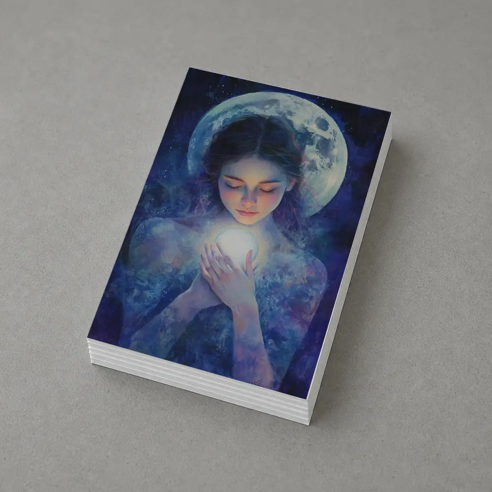 Moon Goddess Holding Glowing Orb Fantasy – Postcards