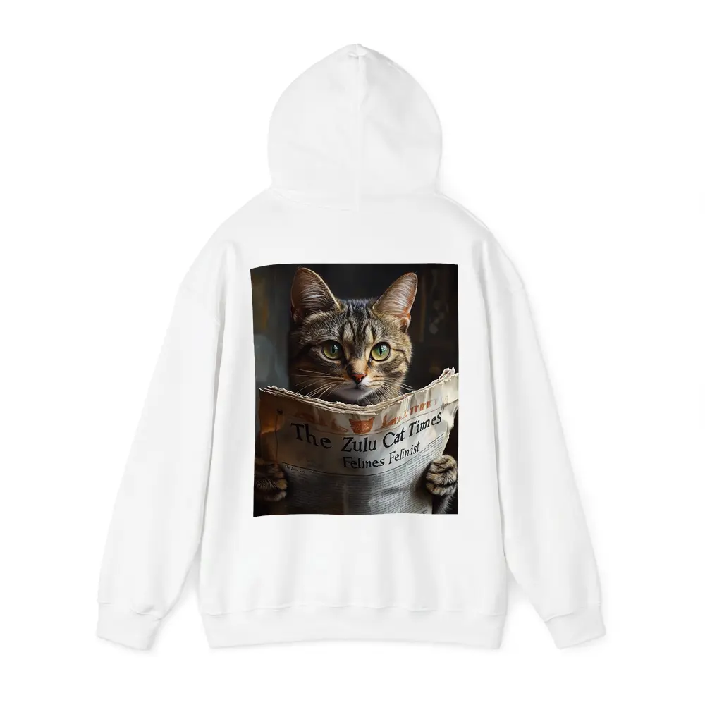 Tabby Cat Reading Newspaper Funny Art – Hoodies
