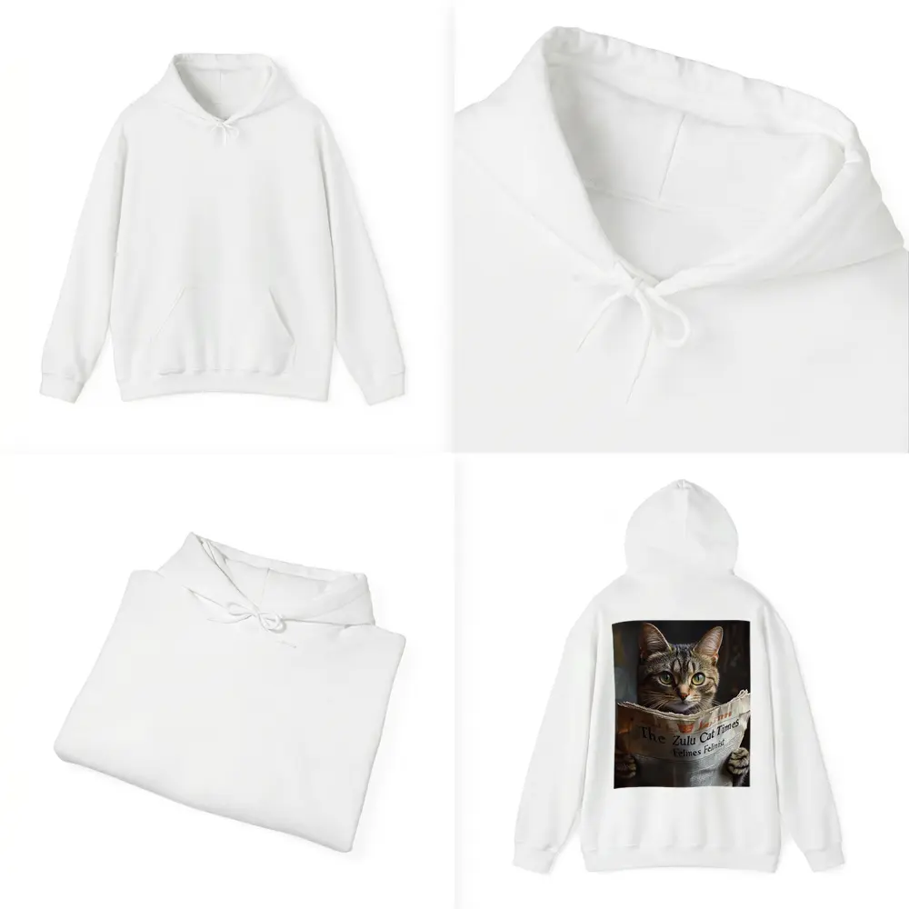 Tabby Cat Reading Newspaper Funny Art – Hoodies