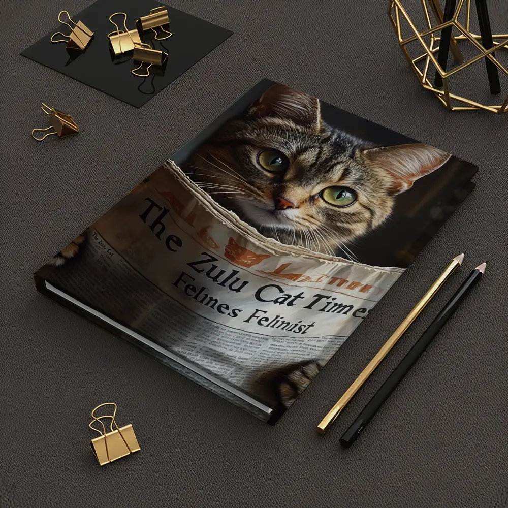 Tabby Cat Reading Newspaper Funny Art – Notebooks