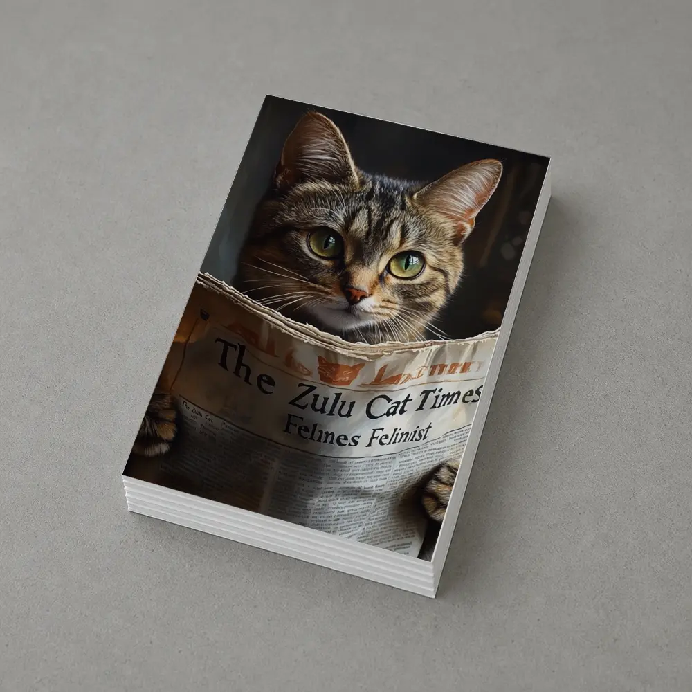 Tabby Cat Reading Newspaper Funny Art – Postcards