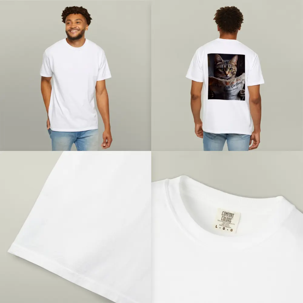 Tabby Cat Reading Newspaper Funny Art – T-Shirts