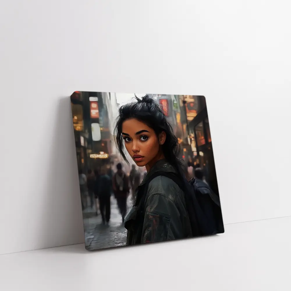 Young Woman Portrait City Street Digital Art – Wall Art
