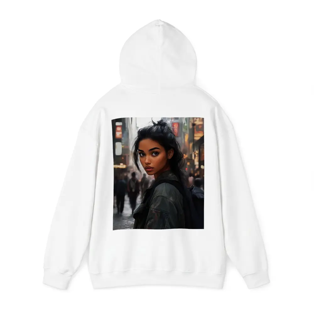 Young Woman Portrait City Street Digital Art – Hoodies