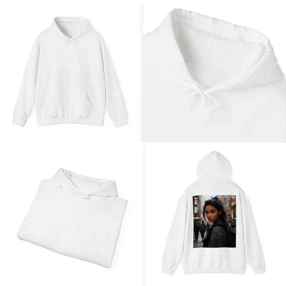 Young Woman Portrait City Street Digital Art – Hoodies