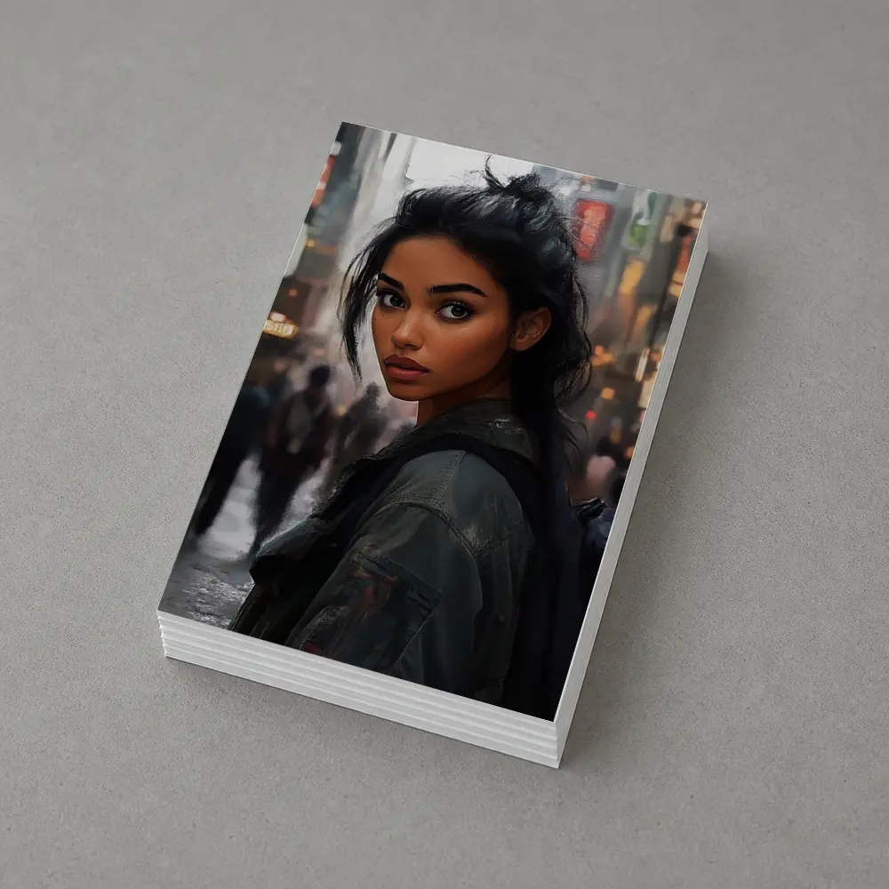 Young Woman Portrait City Street Digital Art – Postcards