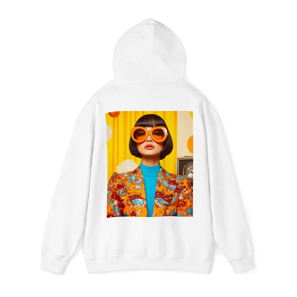 Retro Woman Orange Sunglasses Bold Fashion Portrait – Hoodies