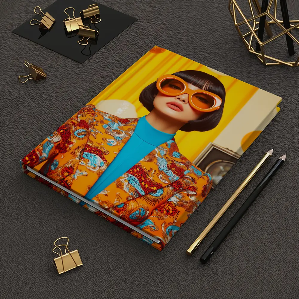 Retro Woman Orange Sunglasses Bold Fashion Portrait – Notebooks