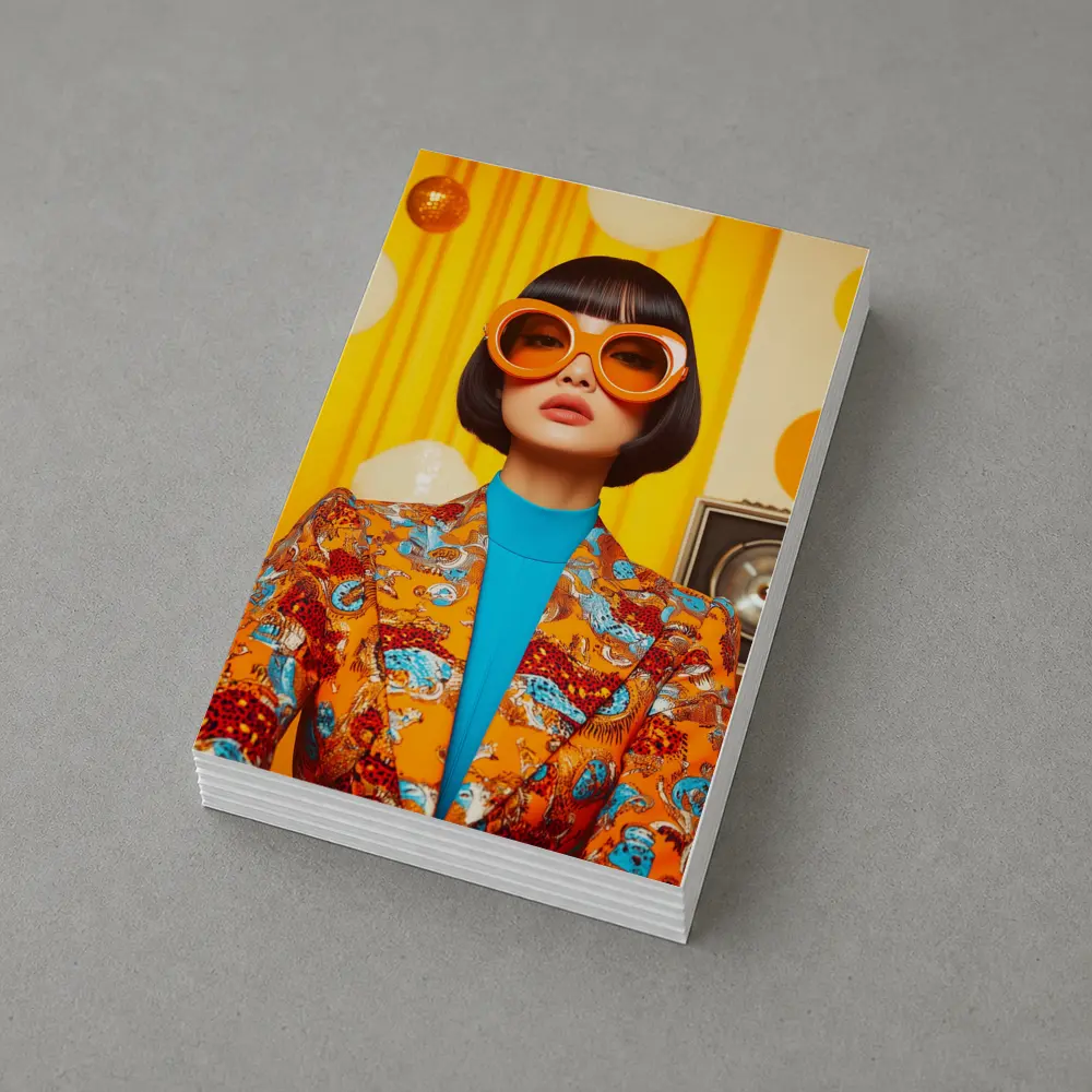 Retro Woman Orange Sunglasses Bold Fashion Portrait – Postcards