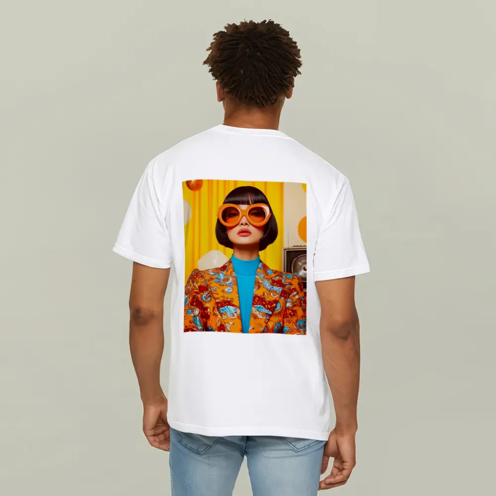 Retro Woman Orange Sunglasses Bold Fashion Portrait – T-Shirts
