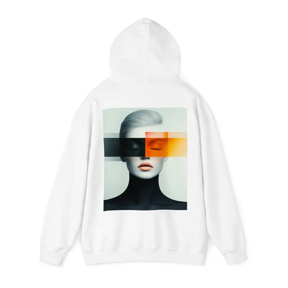 Abstract Woman Portrait Orange Black Geometric Art – Hoodies