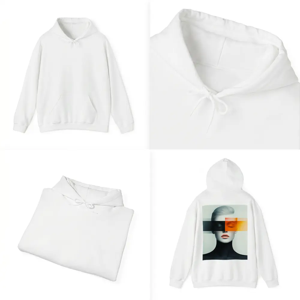 Abstract Woman Portrait Orange Black Geometric Art – Hoodies