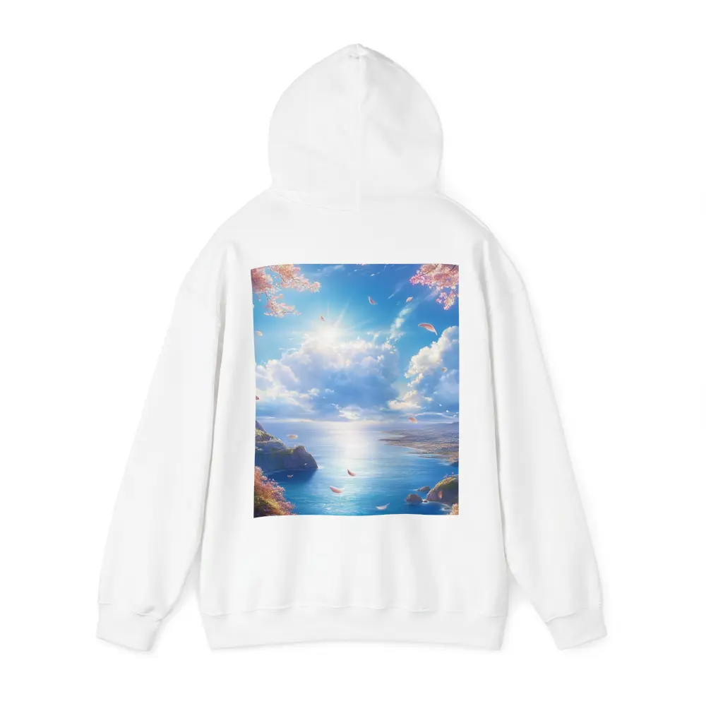 Cherry Blossom Petals Over Blue Ocean – Hoodies