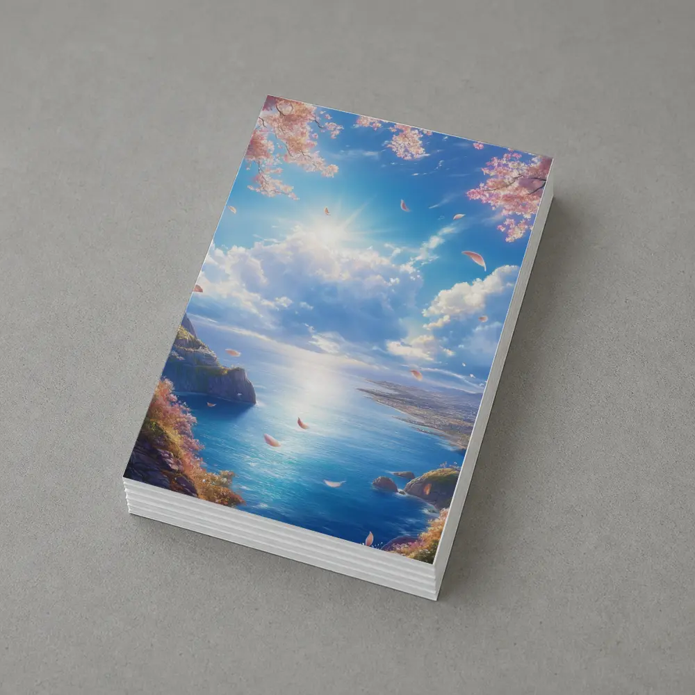 Cherry Blossom Petals Over Blue Ocean – Postcards