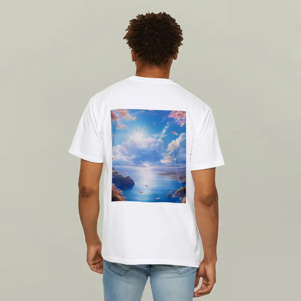 Cherry Blossom Petals Over Blue Ocean – T-Shirts