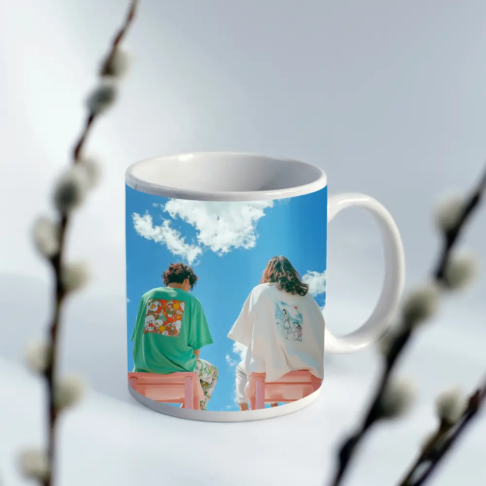 Cartoon Graphic Tees Blue Sky Clouds – Mugs