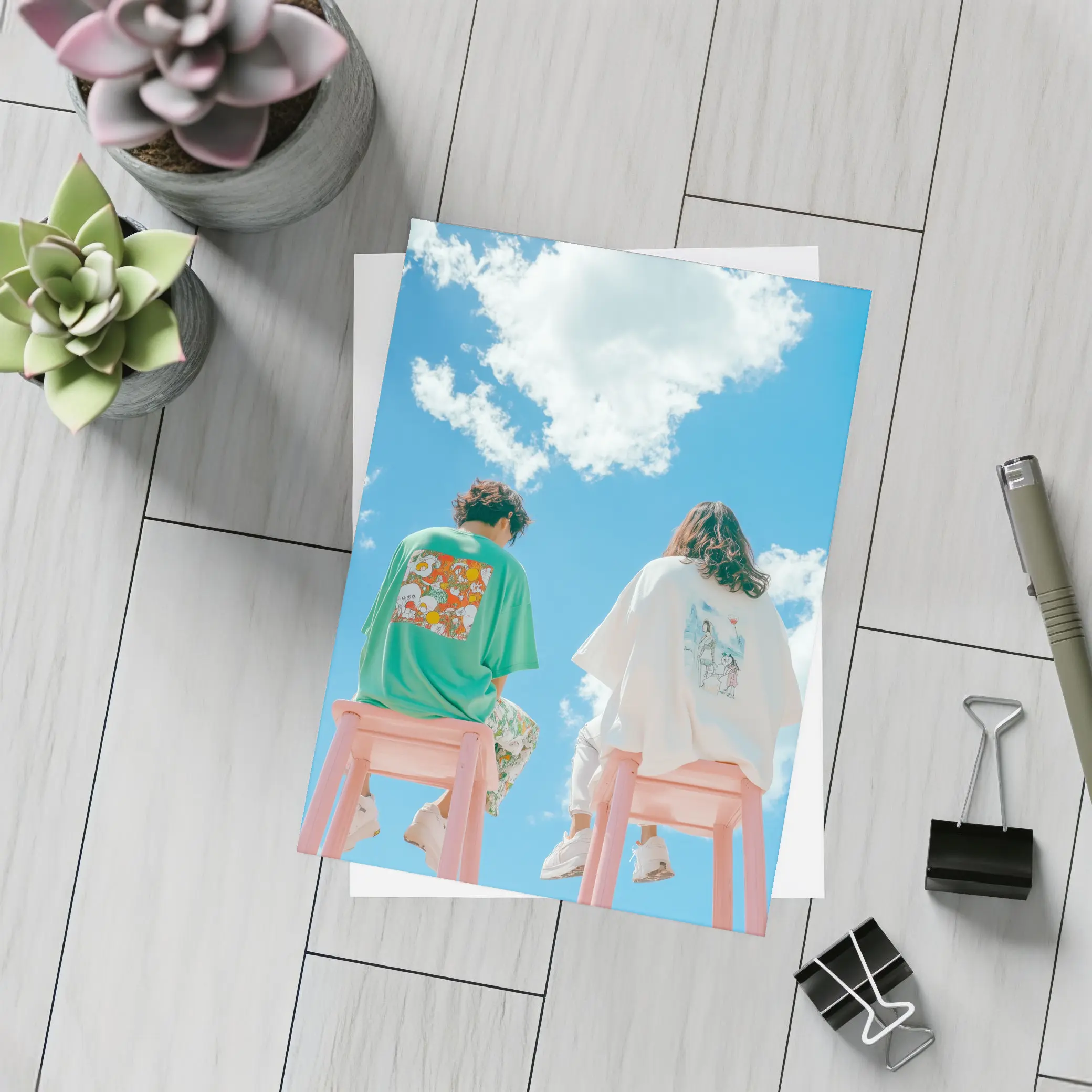 Cartoon Graphic Tees Blue Sky Clouds – Postcards