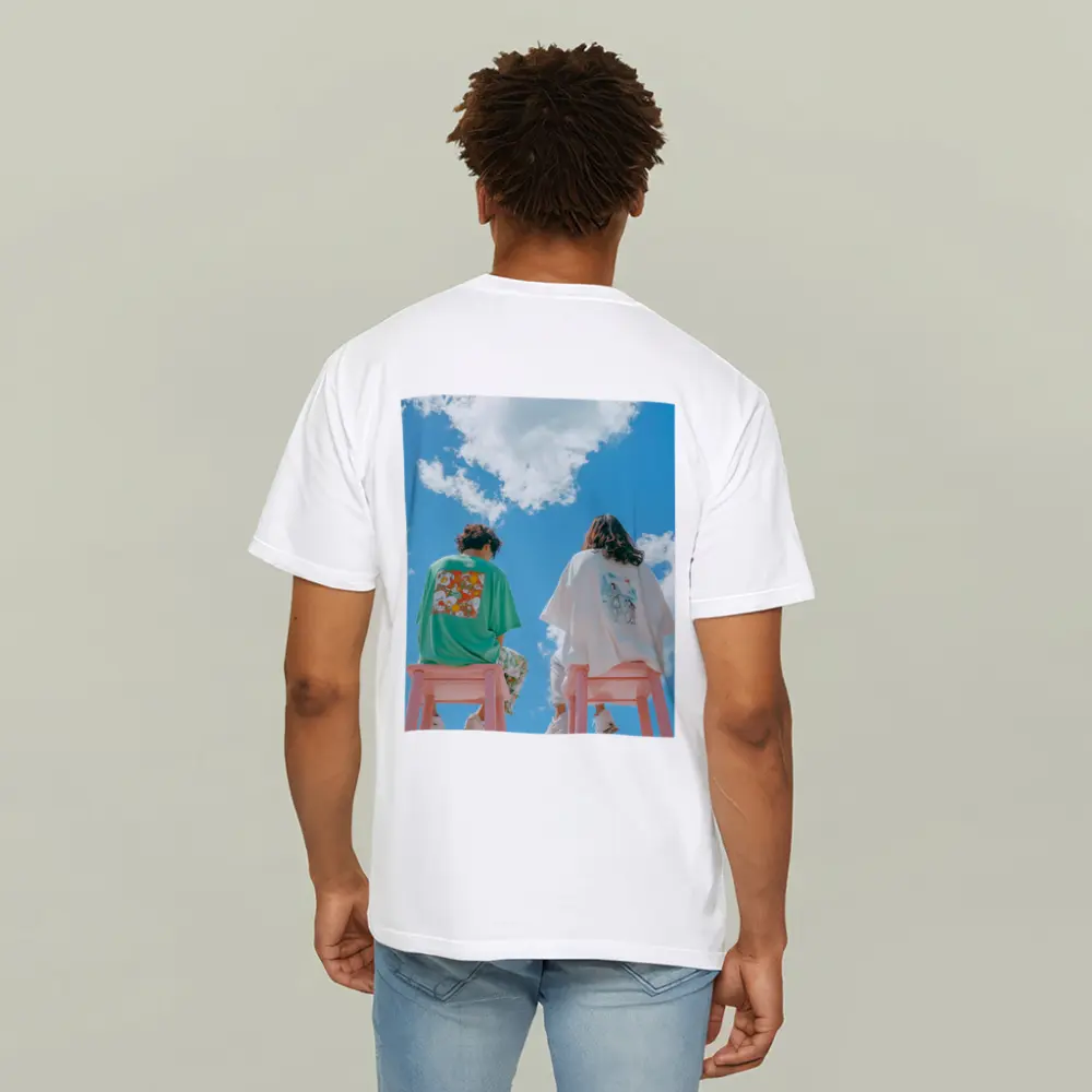 Cartoon Graphic Tees Blue Sky Clouds – T-Shirts