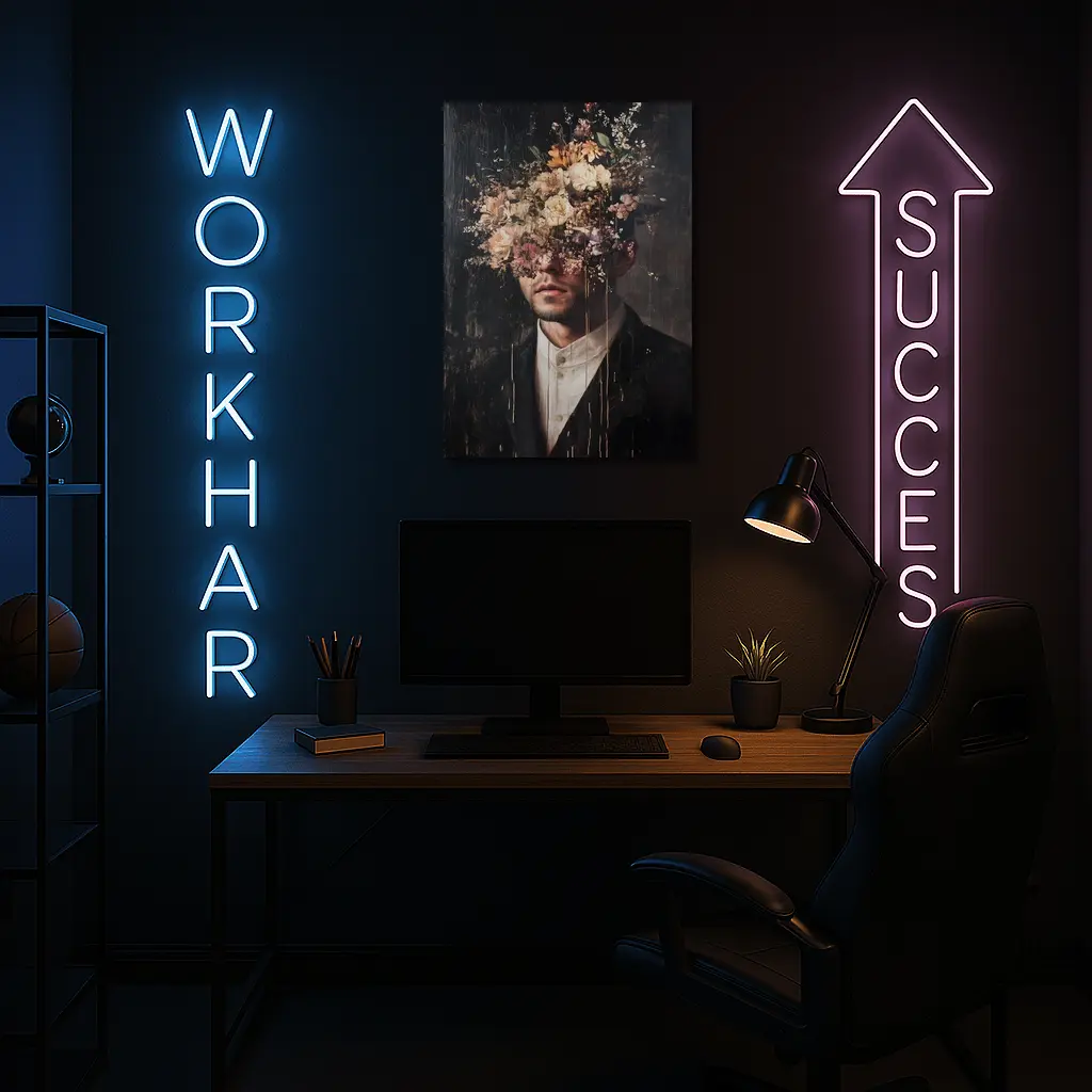Man In Suit With Floral Head Dark – Wall Art
