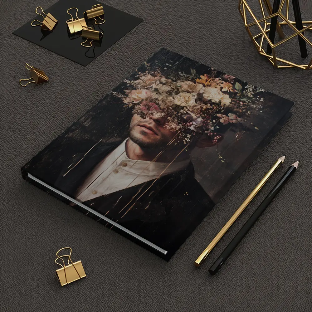 Man In Suit With Floral Head Dark – Notebooks