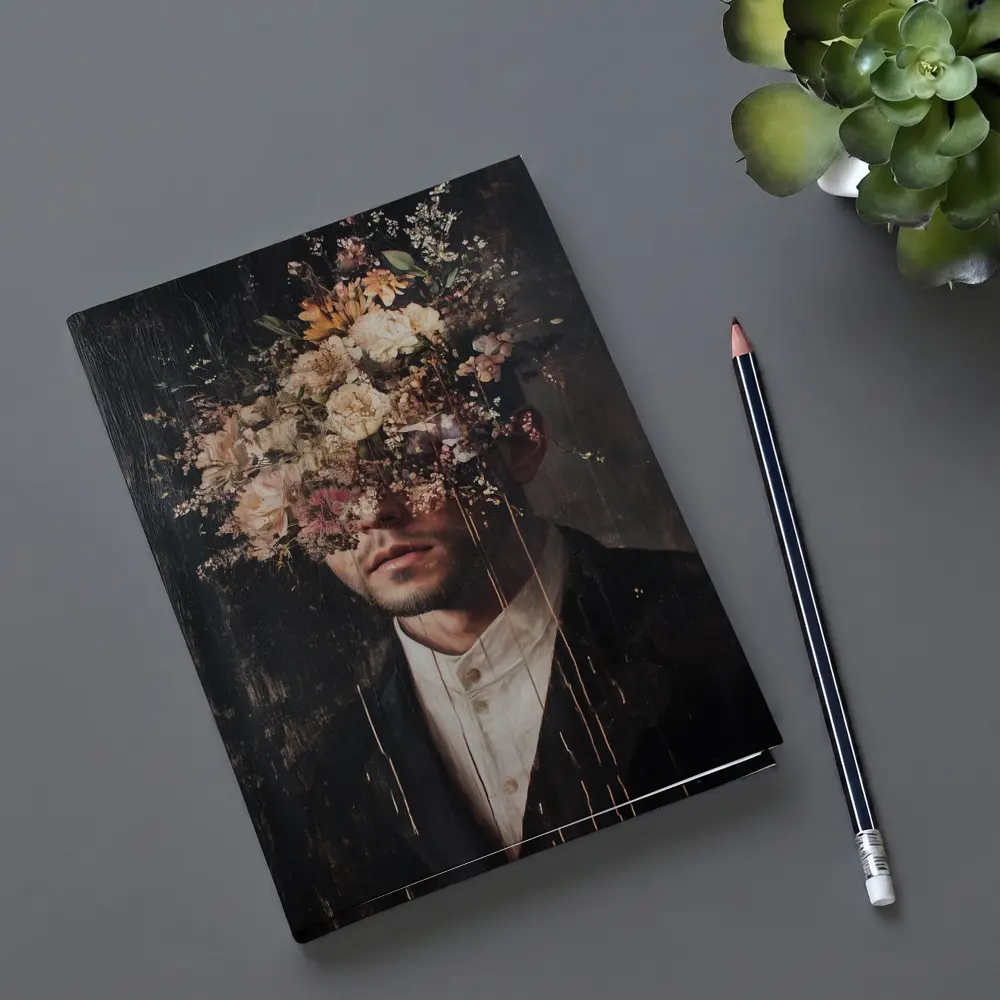 Man In Suit With Floral Head Dark – Notebooks