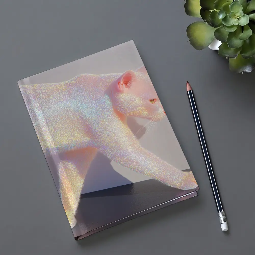 Holographic Glitter Cat Walking Iridescent Light – Notebooks