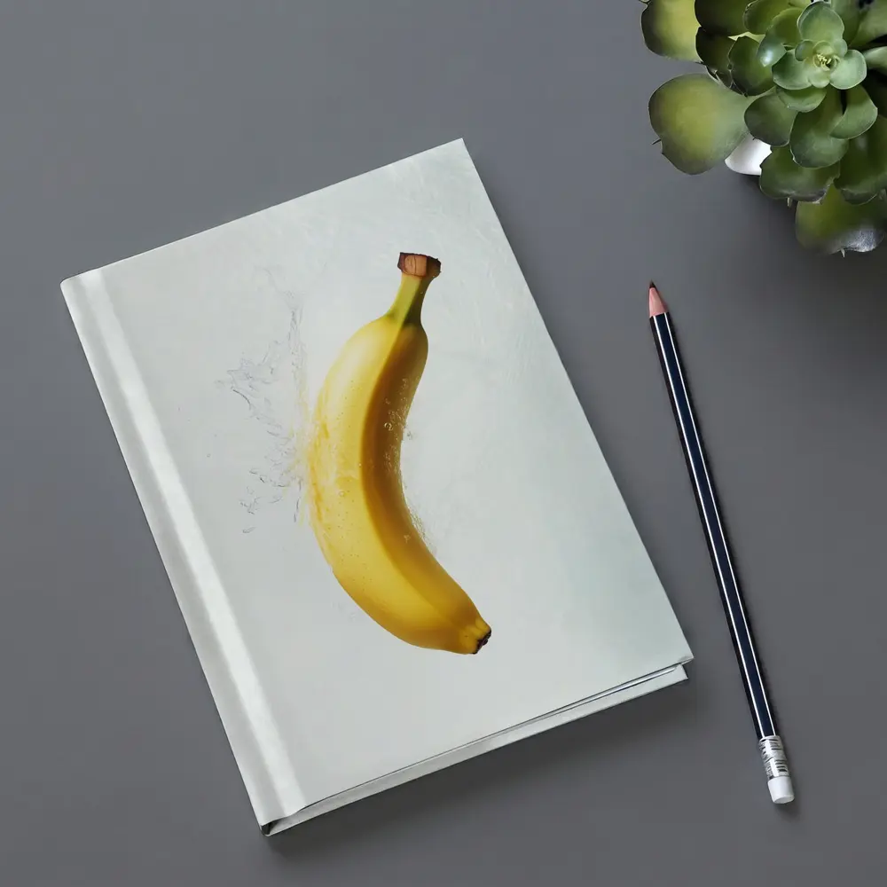 Banana Splashing Through Clear Water Background – Notebooks