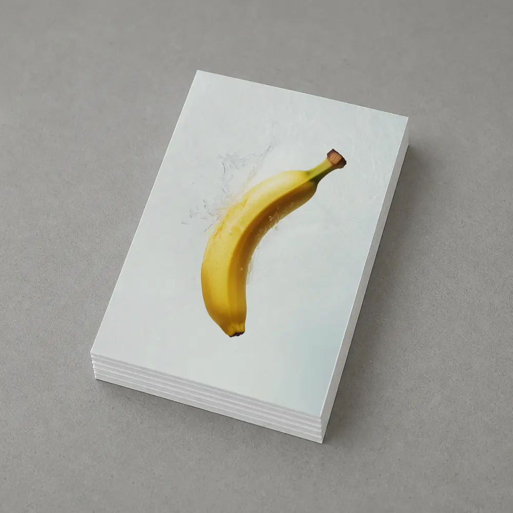 Banana Splashing Through Clear Water Background – Postcards