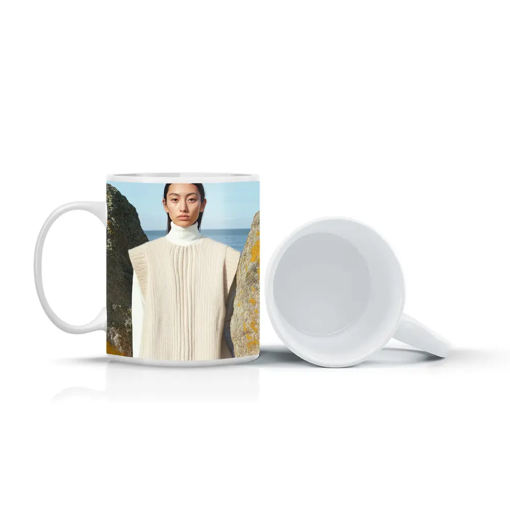 Cream Knit Vest Coastal Rocky Shore – Mugs