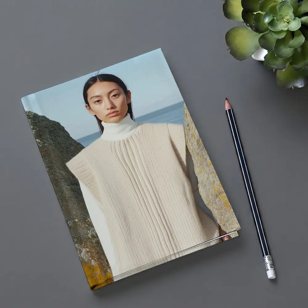 Cream Knit Vest Coastal Rocky Shore – Notebooks