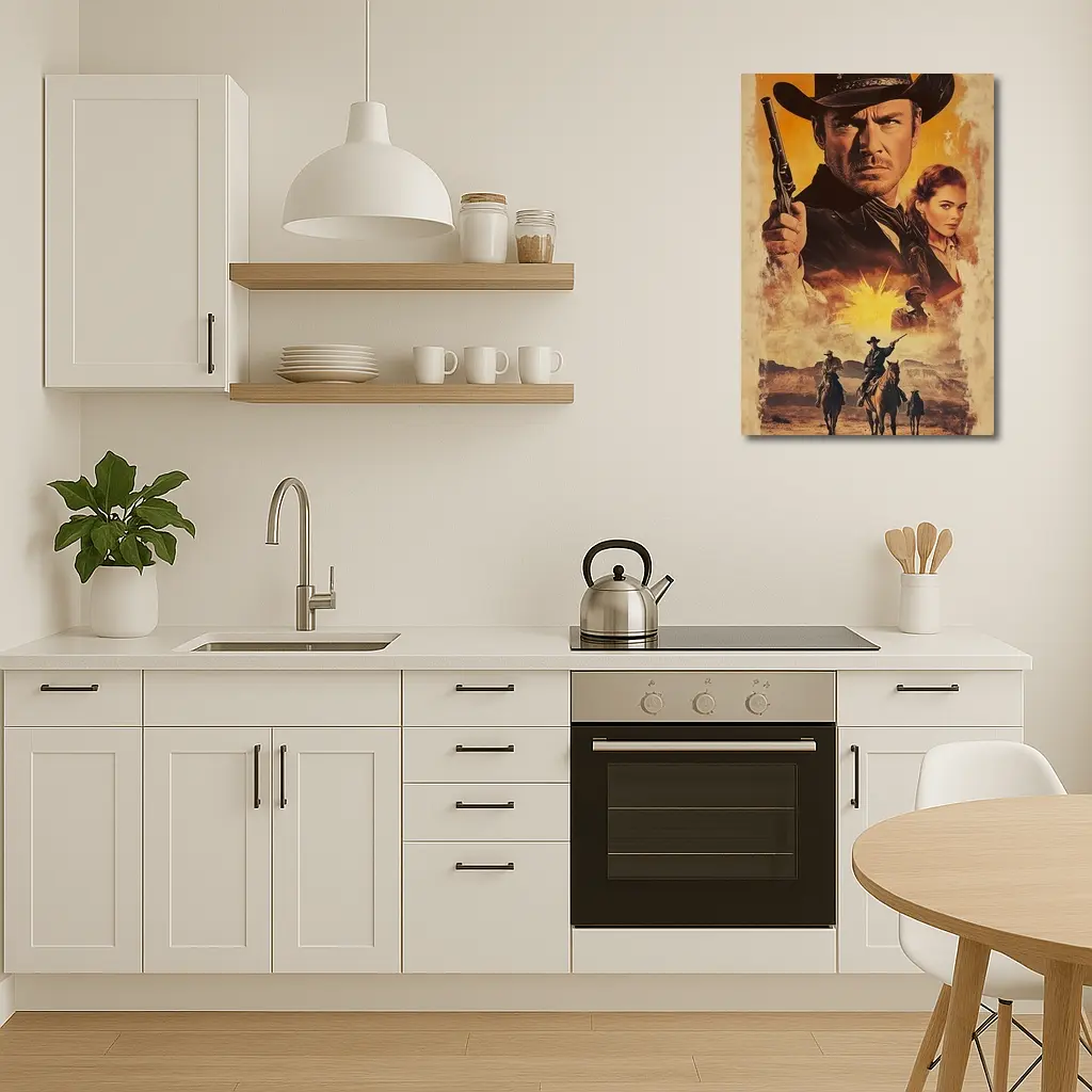 Western Cowboy Gunslinger Desert Sunset Scene – Wall Art
