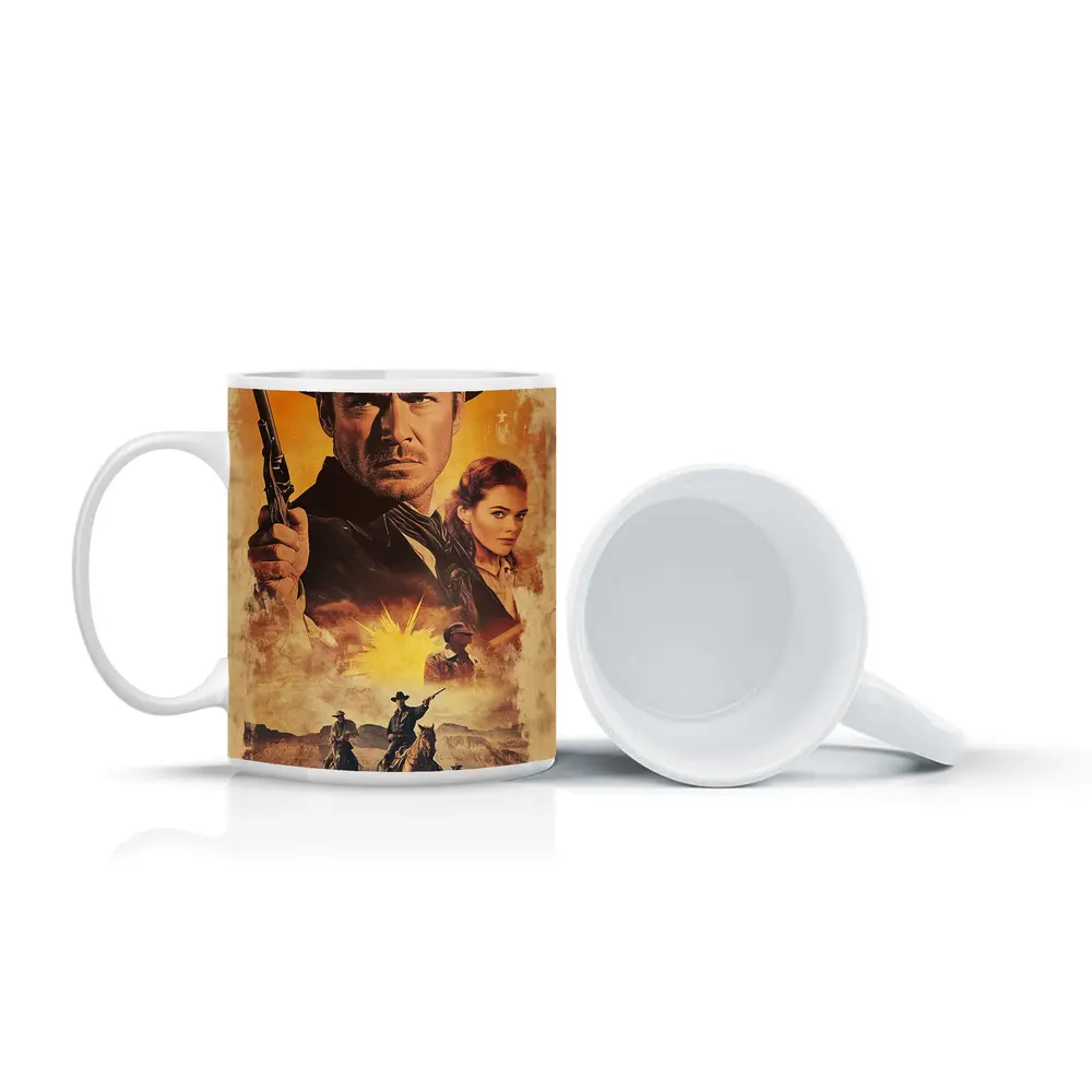 Western Cowboy Gunslinger Desert Sunset Scene – Mugs