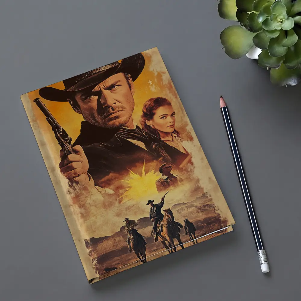 Western Cowboy Gunslinger Desert Sunset Scene – Notebooks