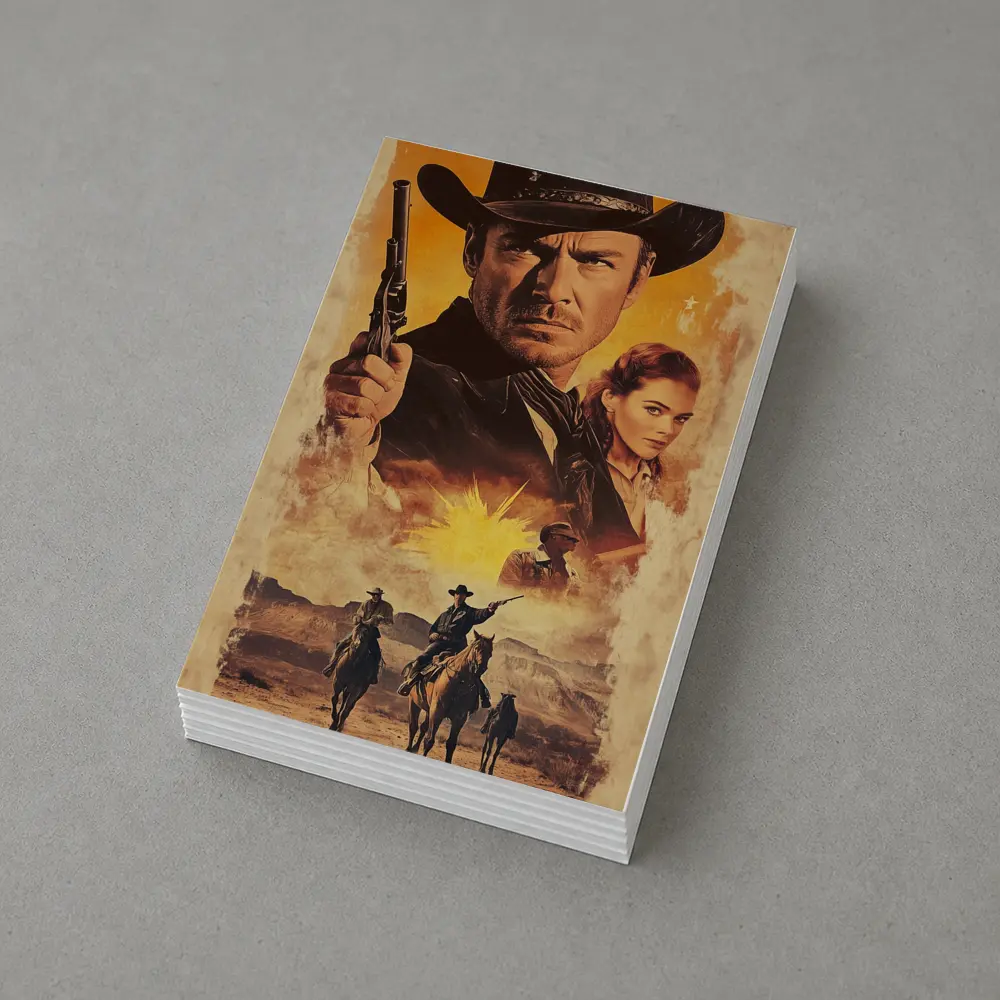 Western Cowboy Gunslinger Desert Sunset Scene – Postcards