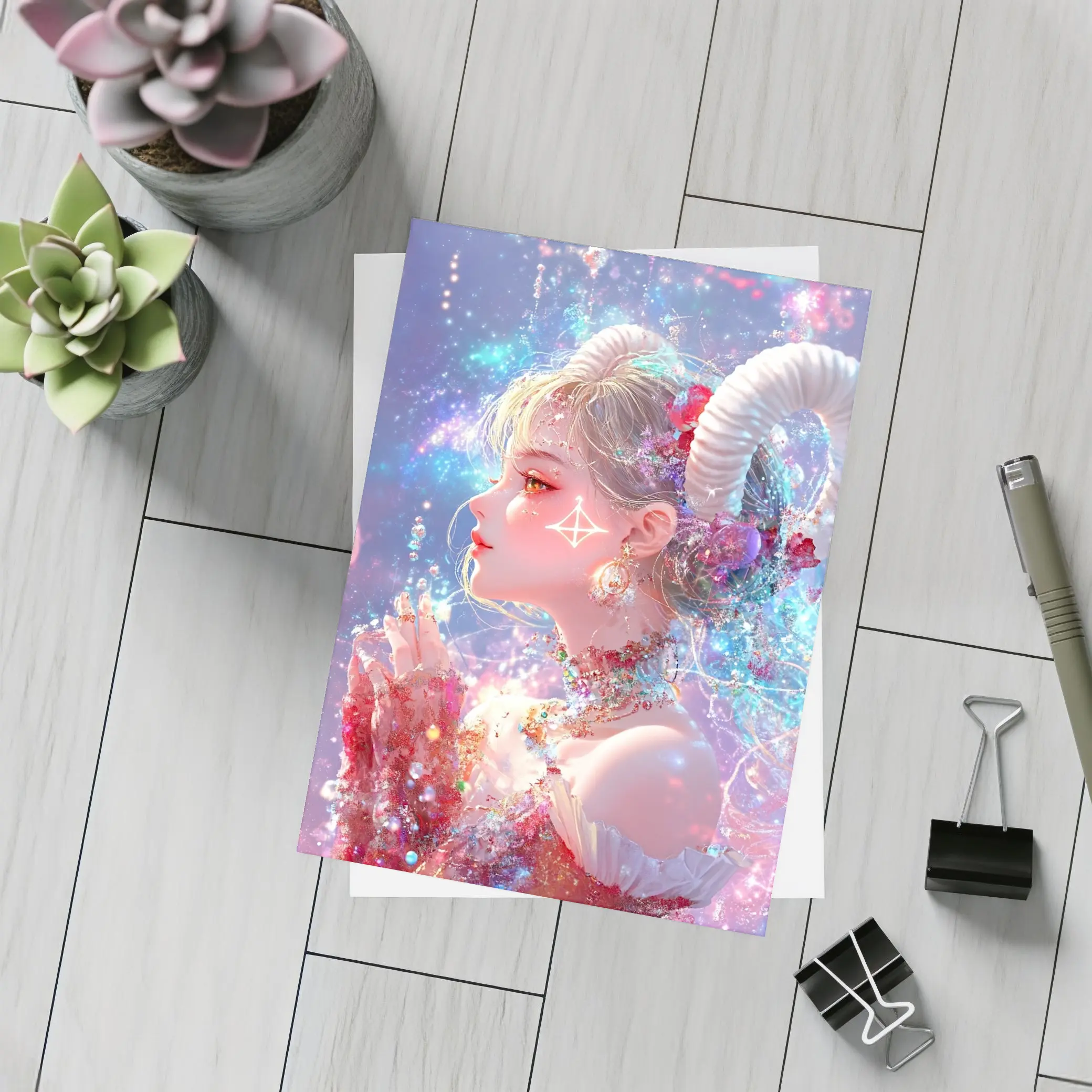 Anime Aries Girl Celestial Fantasy Art – Postcards