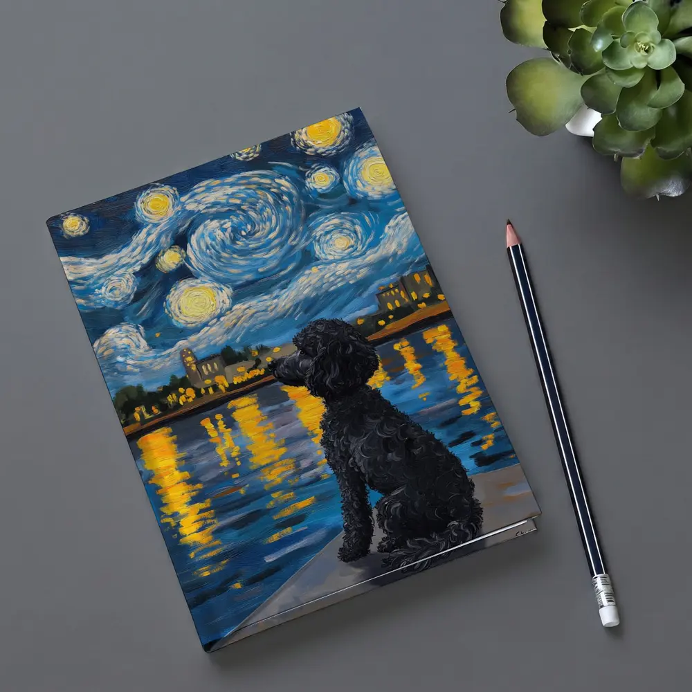 Black Poodle Starry Night Van Gogh Style – Notebooks