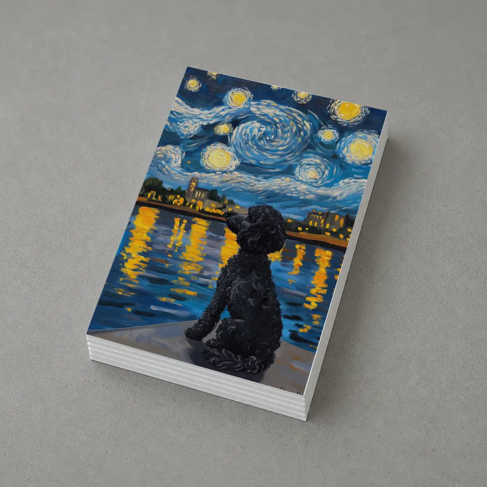 Black Poodle Starry Night Van Gogh Style – Postcards