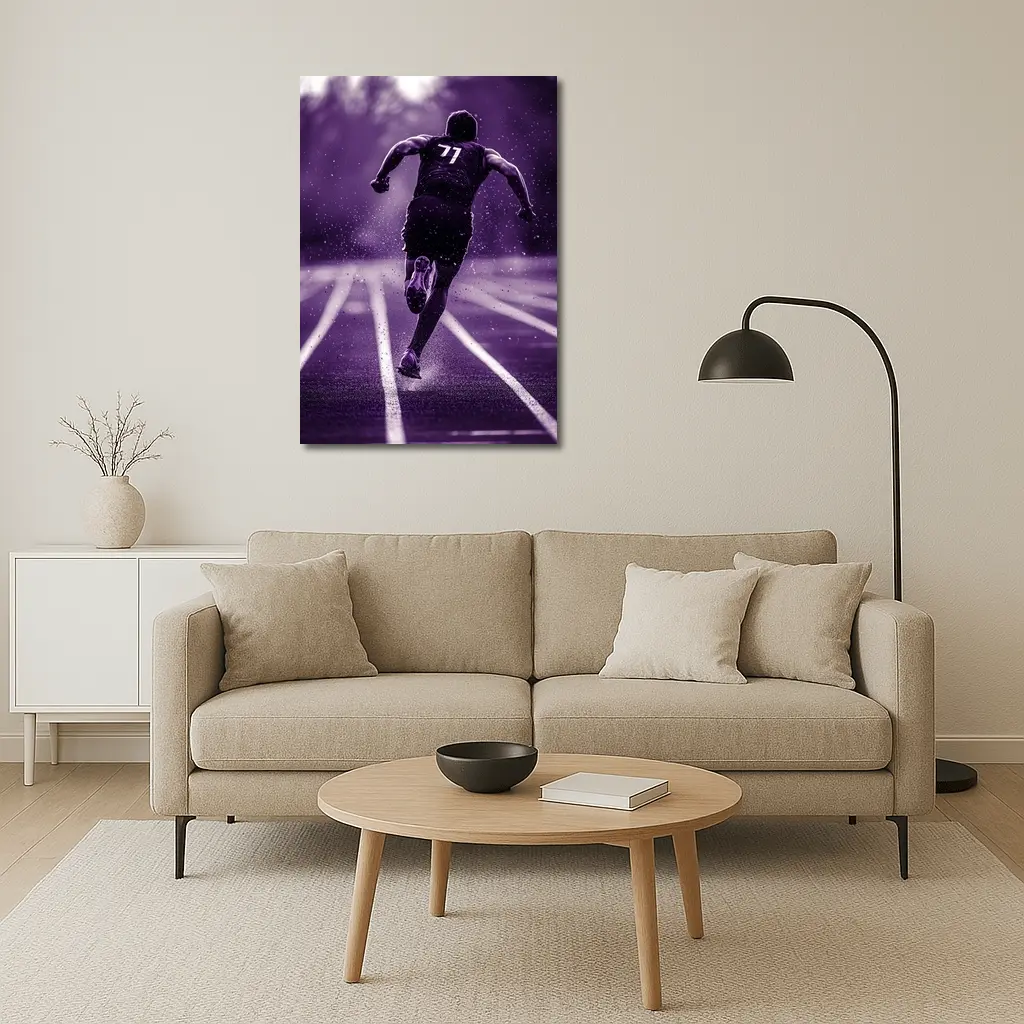 Sprint Runner On Track In Rain Purple – Wall Art