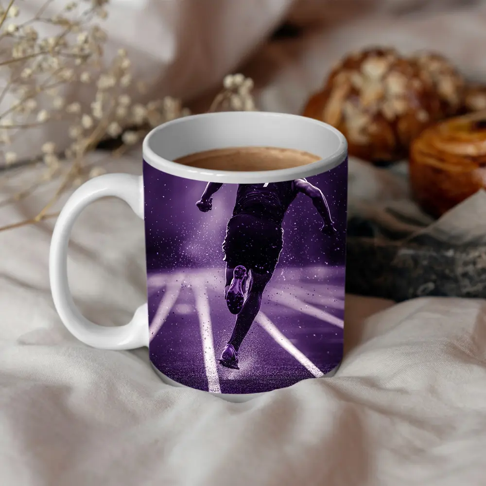 Sprint Runner On Track In Rain Purple – Mugs