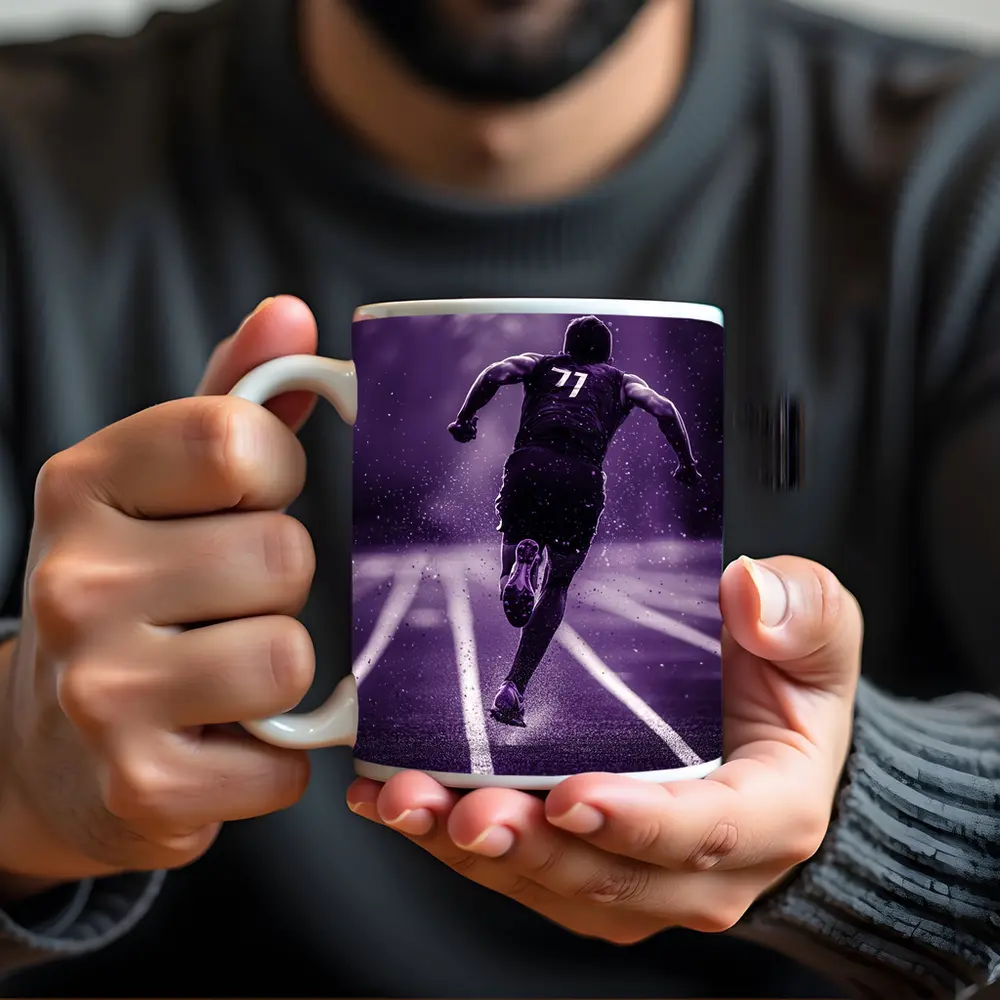 Sprint Runner On Track In Rain Purple – Mugs