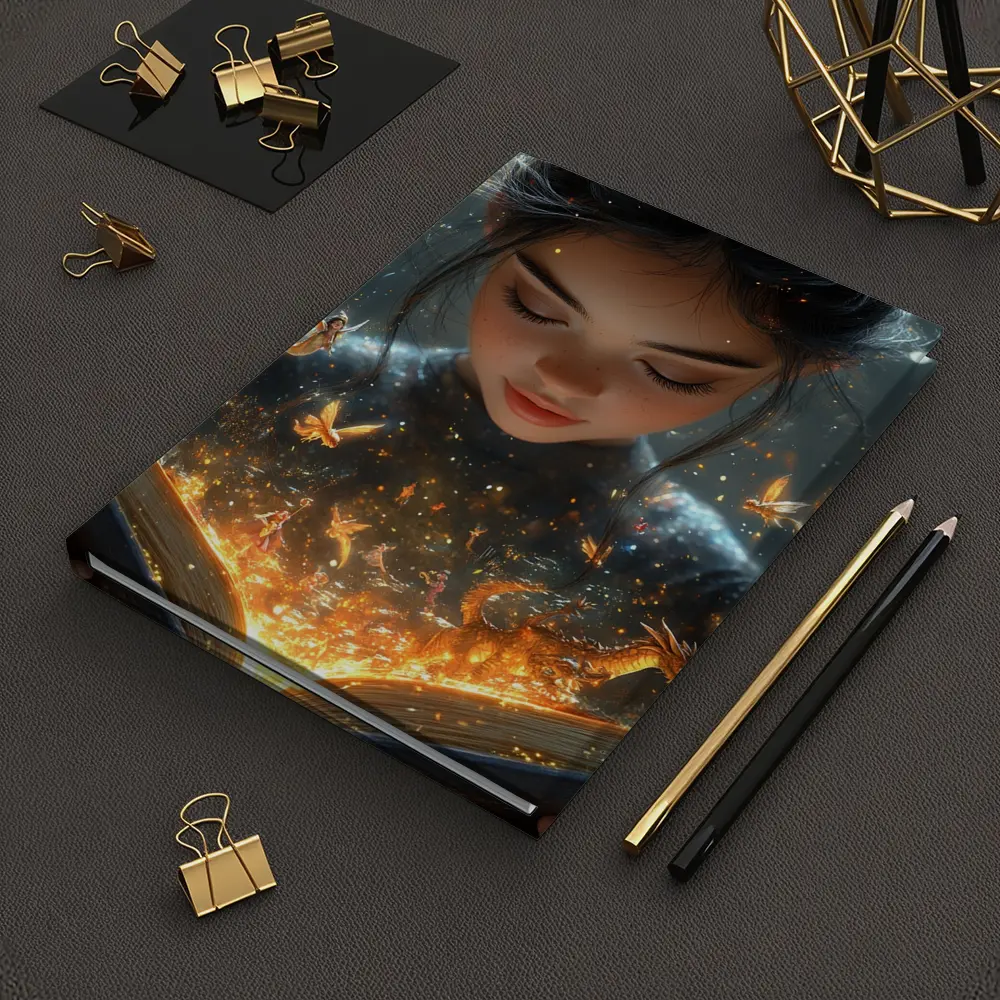 Girl Reading Magic Book Fantasy Art – Notebooks