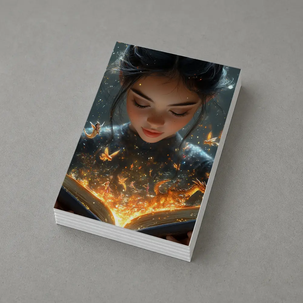 Girl Reading Magic Book Fantasy Art – Postcards
